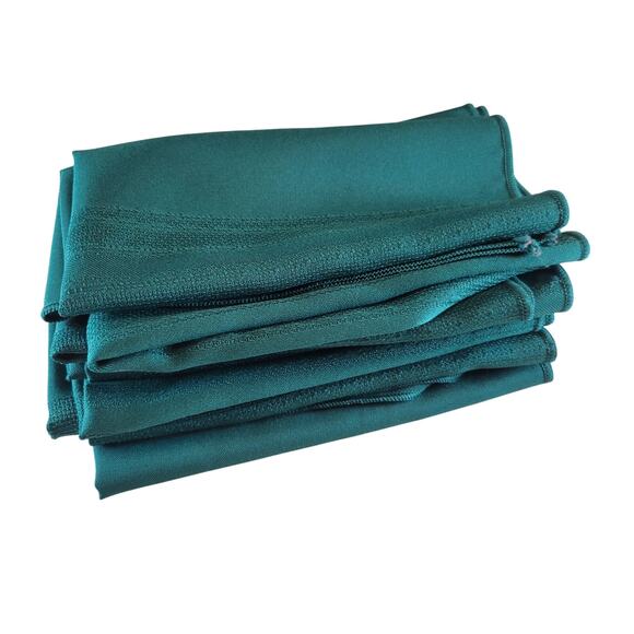 Set of 8 Dark Green Cloth Napkins 17"x17" Solid Stripe Damask Polyester Blend - Picture 5 of 8